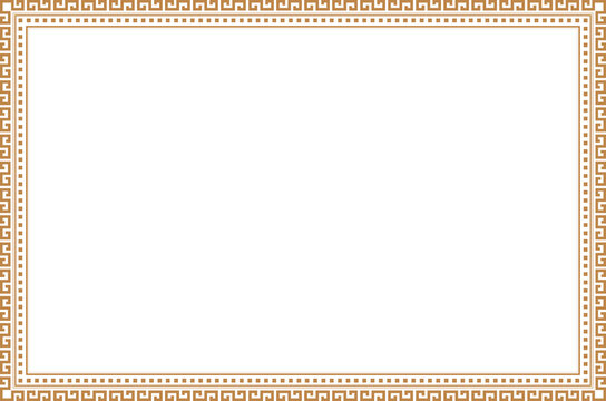 Gold Greek Key Geometric Border Frame Design for Certificate and Banner. 9A
