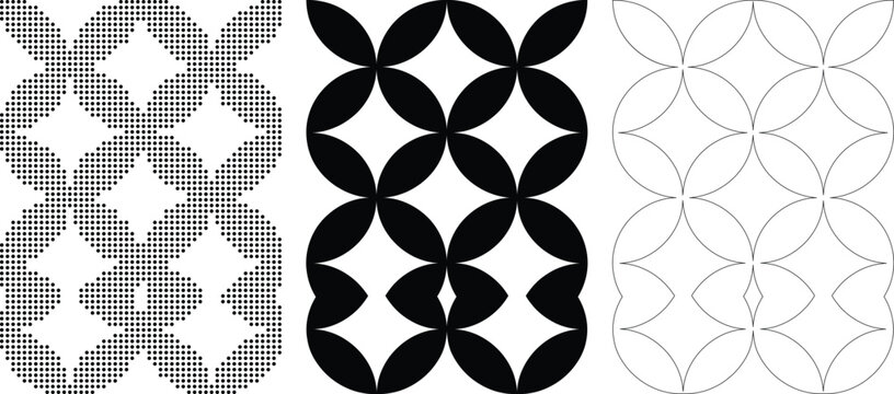 Geometric pattern icon. Overlapping circles forming quatrefoil trellis design symbol. Simple pictogram for wallpaper, textile, background, tile and decorative service.