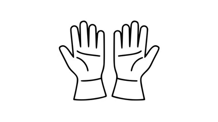 Minimalist vector icon of protective gloves pair, clean line art illustration for hygiene safety medical food service healthcare, scalable outline design for applications and websites © NarayanChandra