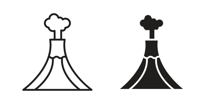 Volcano icon line logo pack