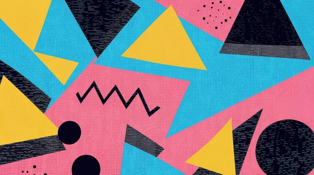 Retro 80s 90s Memphis geometric abstract pattern background vector illustration with colorful shapes