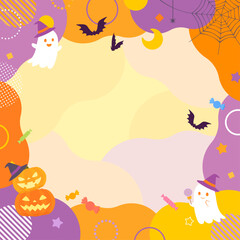 Fototapeta premium ハロウィンのポップなオレンジ色背景のフレーム1_正方形