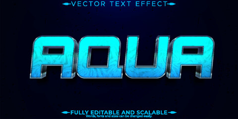 Obraz premium Aqua text effect, editable water and blue text style