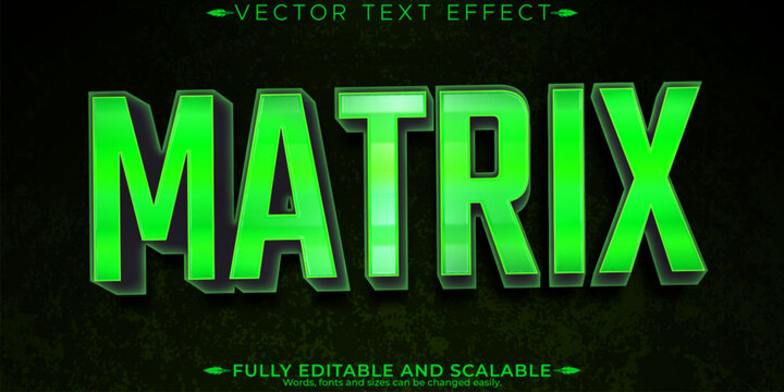 Matrix text effect, editable green and cyber text style