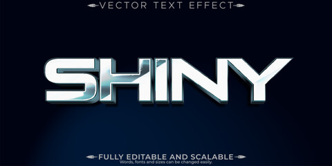 Fototapeta premium Metallic steel text effect, editable shiny and elegant text style