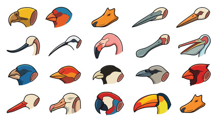 Bird beak types icon set for ornithology education © Fajar Mufridz M