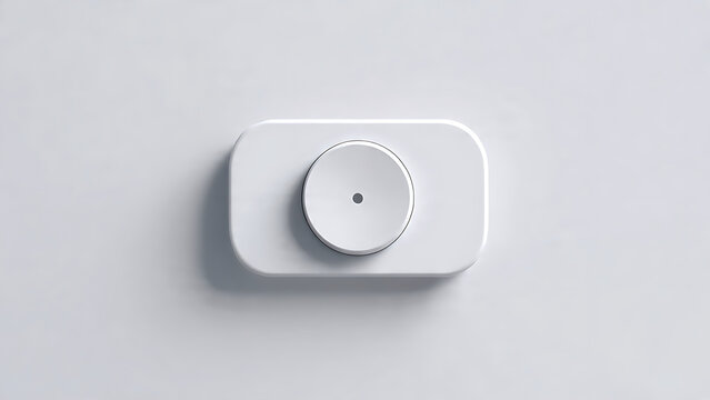 Minimalist white smart home button mounted on a clean white wall surface.