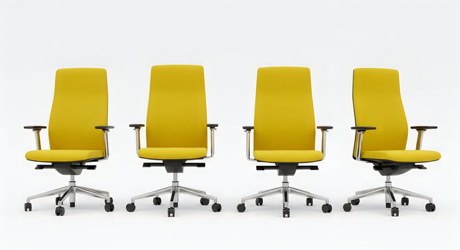 Modern yellow office chair with five-star base on wheels
