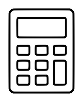 Calculator vector icon with numeric keypad and display screen - minimalist line illustration for business and finance applications