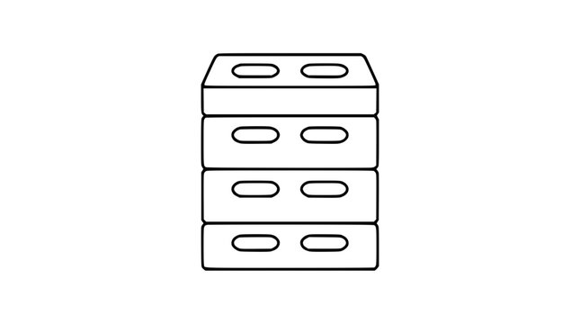 Stack of five rectangular blocks with rounded rectangular holes, simple line art icon
