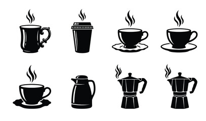 Obraz premium Coffee cup icon. Set of vector cups with coffee. Coffee cup logo.