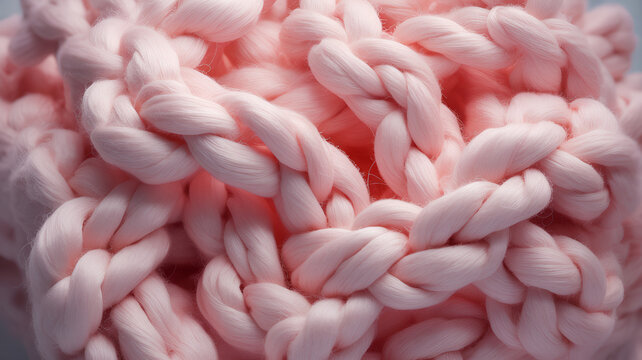 Soft pink yarn texture for knitting and crochet projects. Fluffy wool fibers ideal for handmade crafts and textile design.