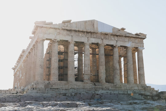 exploring the Parthenon temple on the Acropolis in Athens, Greece.