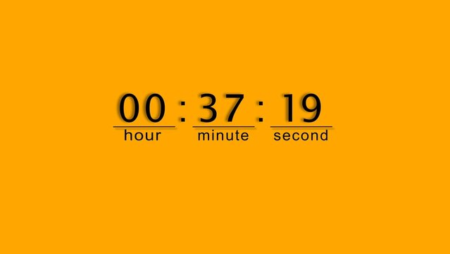 Digital clock display counting down seconds on orange background for time management task.