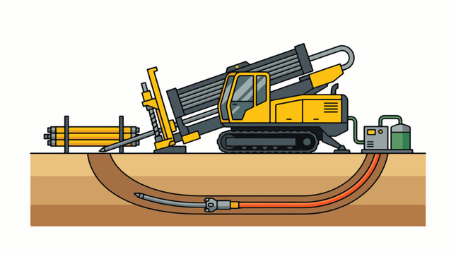Horizontal directional drilling machine icon. Industrial HDD rig for trenchless construction.