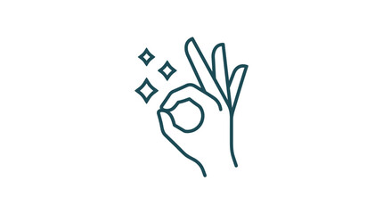 Obraz premium A minimalist line art illustration of a hand making an okay gesture with sparkling stars