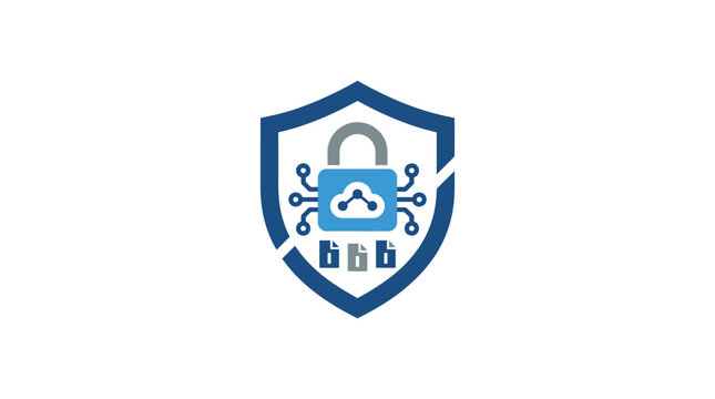 A digital shield icon representing secure data protection and cloud computing technology