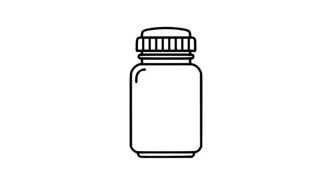 Prescription Pill Bottle Vector Icon - Hand-Drawn Minimalist Medical Container Illustration for Healthcare Design
