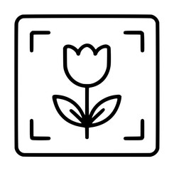 Tulip flower vector icon in frame - elegant line illustration for botanical and nature design projects © henoara
