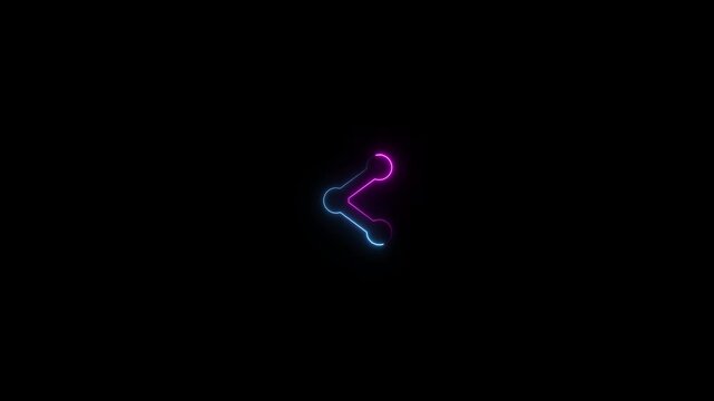 Share glowing neon icon.Glowing sign logo icon animation.