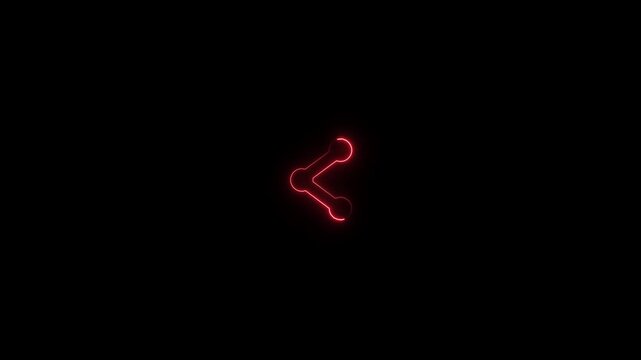 Share glowing neon icon.Glowing sign logo icon animation.