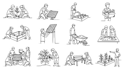Obraz premium Sustainable Living: Community Garden, Solar Power, and Eco-Friendly Practices