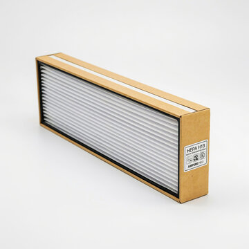 Rectangular HEPA H13 air filter with pleated white material and cardboard frame HEPA purification