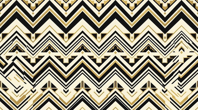 Art deco geometric chevron pattern in gold and black