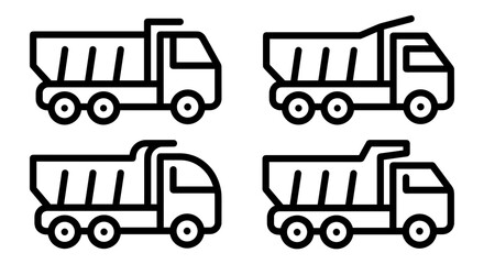Fototapeta premium Dump truck icons set for construction and mining machinery