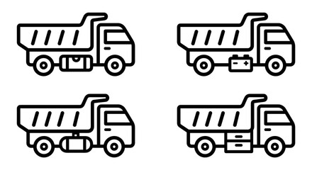 Fototapeta premium Dump truck icons showing electric gas and diesel fuel systems