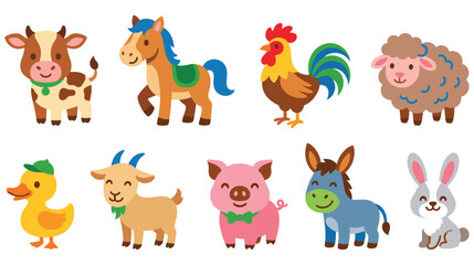 Obraz premium Cute cartoon farm animals.