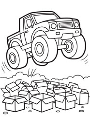 Monster Truck Coloring Page for Kids, Printable Vector Line Art, Black and White Illustration, Bold and Easy Coloring Pages, Coloring book, Coloring Pages © Art Design