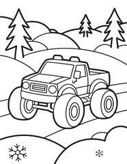Monster Truck Coloring Page for Kids, Printable Vector Line Art, Black and White Illustration, Bold and Easy Coloring Pages, Coloring book, Coloring Pages © Art Design
