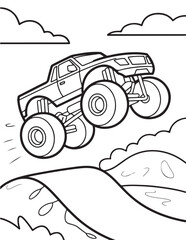 Monster Truck Coloring Page for Kids, Printable Vector Line Art, Black and White Illustration, Bold and Easy Coloring Pages, Coloring book, Coloring Pages © Art Design