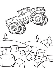 Monster Truck Coloring Page for Kids, Printable Vector Line Art, Black and White Illustration, Bold and Easy Coloring Pages, Coloring book, Coloring Pages © Art Design