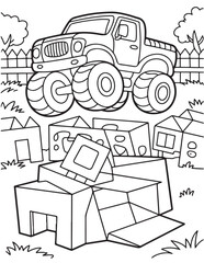 Monster Truck Coloring Page for Kids, Printable Vector Line Art, Black and White Illustration, Bold and Easy Coloring Pages, Coloring book, Coloring Pages © Art Design
