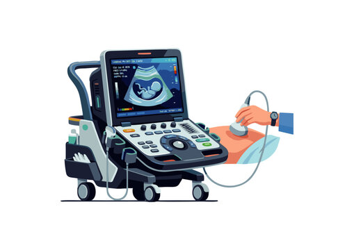 Medical Ultrasound Diagnostic Equipment Performing Fetal Screening Scan Procedure
