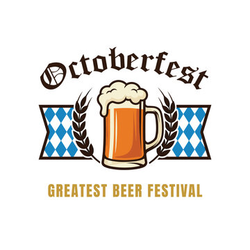 Octoberfest clipart logo emblem for the greatest beer festival. Suitable for prints, merchandise, or logo design.