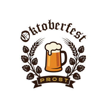 Octoberfest clipart logo emblem for the greatest beer festival. Suitable for prints, merchandise, or logo design.