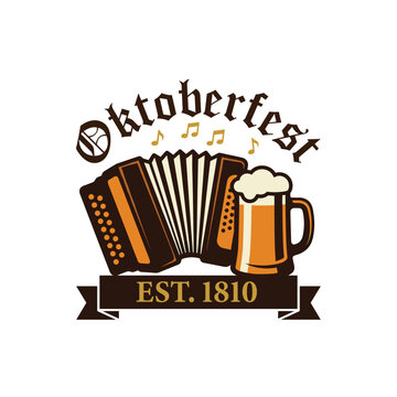 Octoberfest clipart logo emblem for the greatest beer festival. Suitable for prints, merchandise, or logo design.