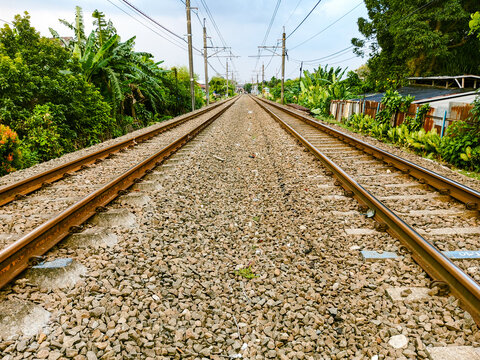 railroad tracks in the countryside