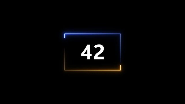 47 to 0 second modern digital countdown timer glowing neon light style on black screen.47 to 0 second countdown gaming concept.