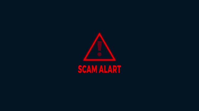 Cybersecurity risks and system vulnerabilities digital data protection cyber threat prevention.Red alert,Scam alert symbol, showing digital scam fraud alert and spam alert risk template animation.