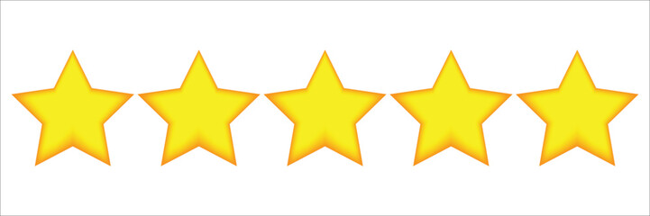 Fototapeta premium Five Golden Stars Rating Icon Vector Illustration 5 Star Feedback Symbol