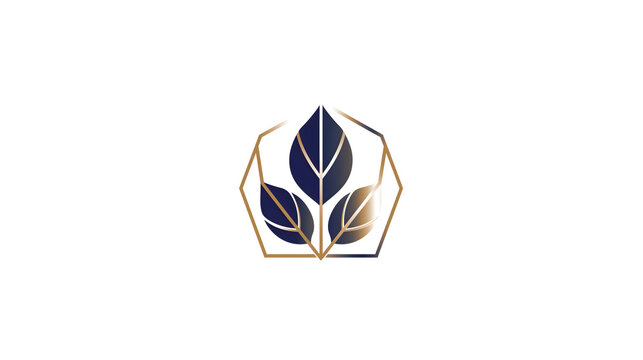 Elegant Geometric Leaf Logo on White