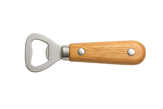 Wooden handle bottle opener isolated on transparent background