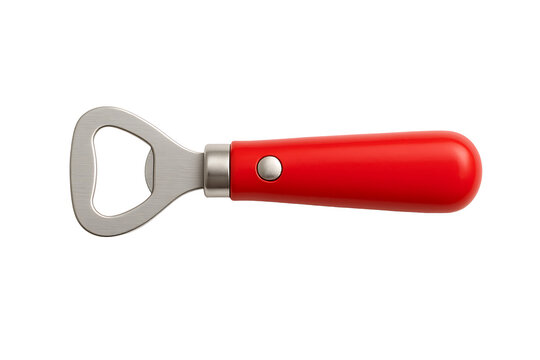 Red handle bottle opener isolated on transparent background