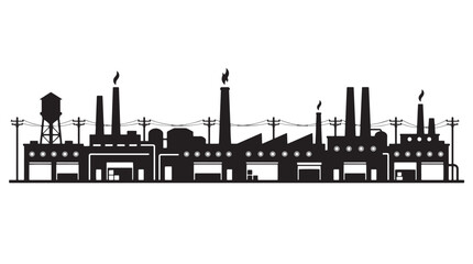 Obraz premium Industrial Factory Skyline Silhouette Vector