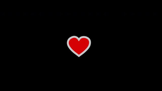 Love Heartbeat Pulse Icon Animation Red With Outline White Stroke Loop Transparent Background