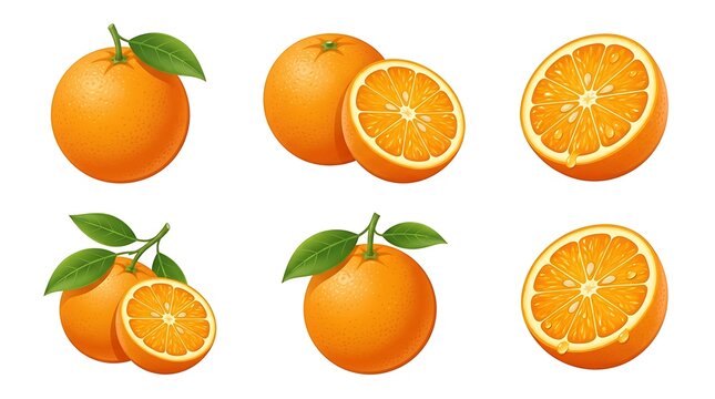 Fresh sliced orange segments on white background.